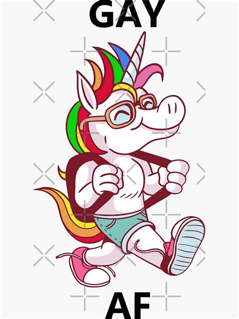 LGBTQ Gay AF Rainbow Unicorn Sticker By MasterArtsman Redbubble