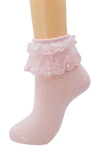Sryl Women Ankle Socks Pearls Lace Ruffle Frilly Comfortable Cute