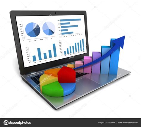 Laptop Business Finance Graph Chart Illustration Stock Photo By