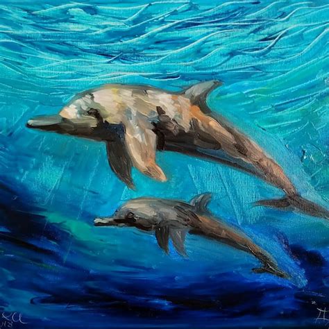 Dolphin Painting Etsy