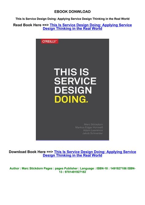 Download Epub This Is Service Design Doing Applying Service Design