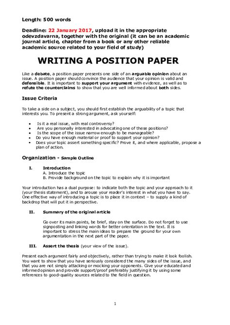 For example the stigma which. (PDF) WRITING A POSITION PAPER | David Petelin - Academia.edu