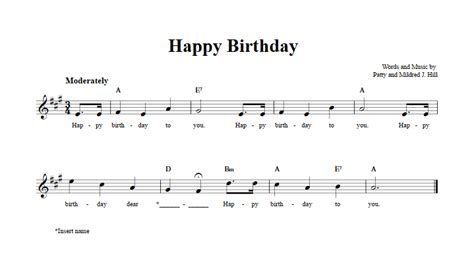Happy Birthday B Flat Instrument Sheet Music Lead Sheet With Chords