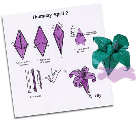 Instrukcja Origami Kwiat Lilii Zabawki Z Papieru Do Wydrukowania