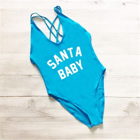 Santa Baby Swimsuit One Piece Swimsuit Bachelorette Bathing Etsy