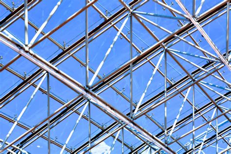 Abstract Blue Geometric Ceiling In Office Center Stock Photo Download