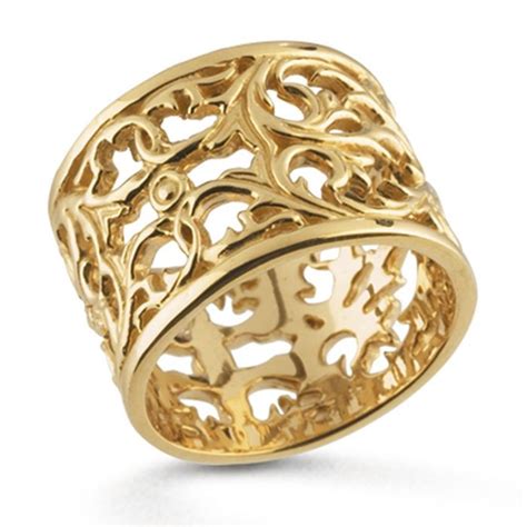14k Yellow Gold Filigree Band Ring 145mm Wide Available In Etsy