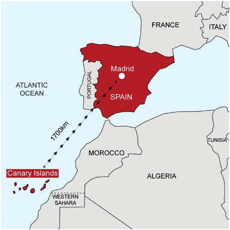 Map Of The Canary Islands And Spain