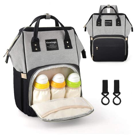 Vemingo Diaper Bag Backpack With Stroller Straps Portable Baby Nappy