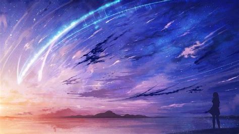 Your Name Anime Scenery Comet Night Sky Wallpaper Landscape