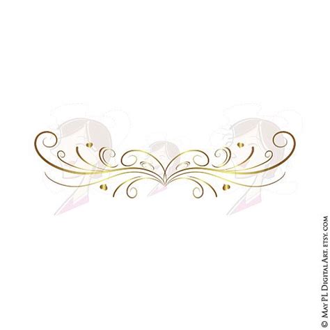 Gold Retro Swirl Page Border Decoration Elegant Curly Flourishes Heart