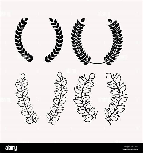 Laurel Wreaths Vector Illustrations Isolated On White Background