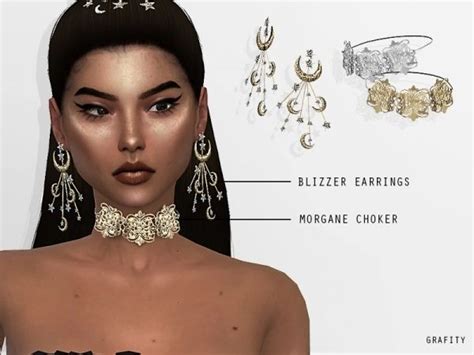 Blizzer Earrings Morgane Choker Sims Sims 4 Piercings Sims 4