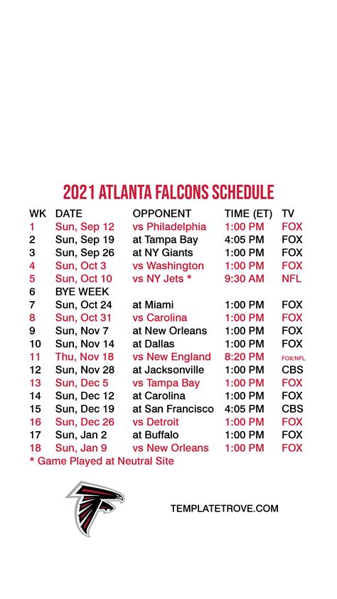 Atlanta Falcons 2021 2022 Schedule 2022 Jwg