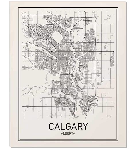 Calgary Poster Calgary Map Map Of Calgary City Map Posters Modern