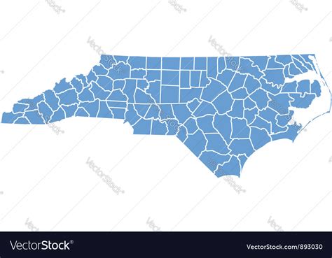 State Map Of North Carolina By Counties Royalty Free Vector