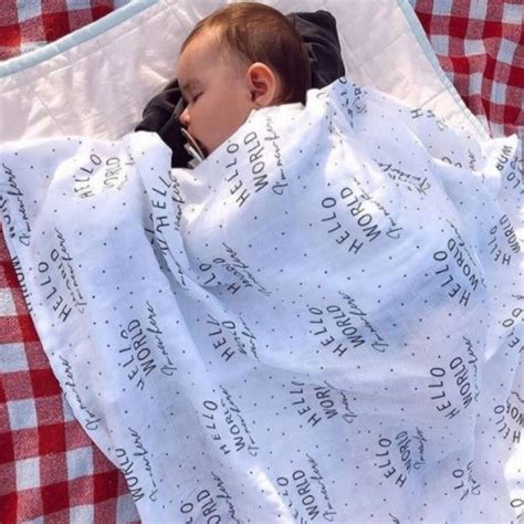Muslin Swaddle Blanket Hello World Newborn Baby T By Geople Home
