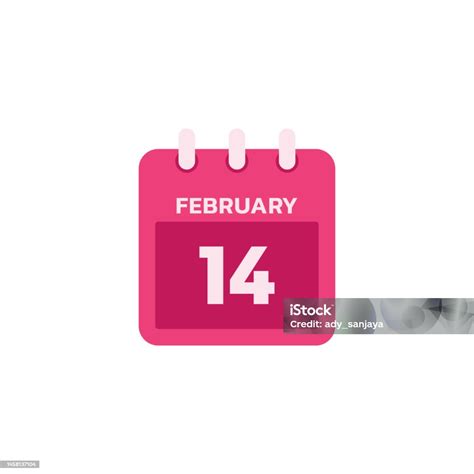 February 14 Calendar Color Icon Vector Sign Valentines Day Calendar