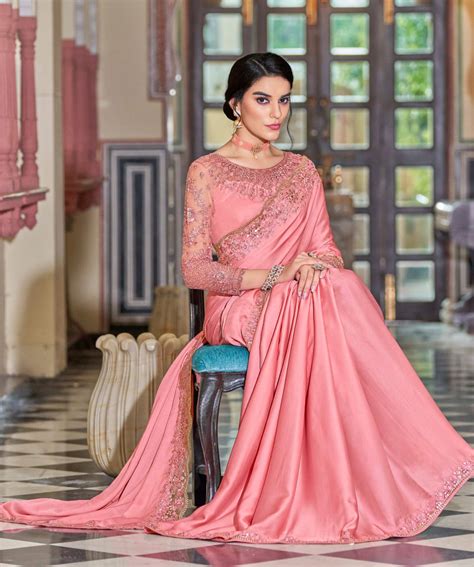 party wear saree for married girl in pink