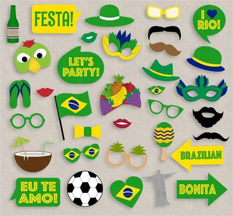 35 Brazil Party Theme Photo Booth Props Brazilian Themed Party Props
