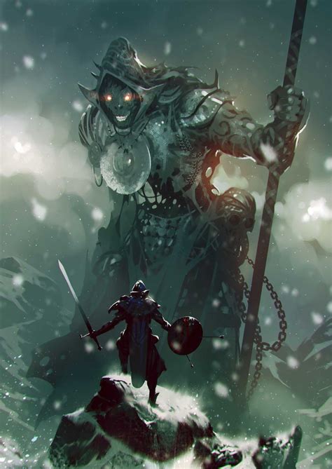 Warrior Vs Titan Fantasy Artwork Produção De Arte Arte Conceitual