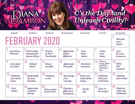 Dianas February Calendar Diana Damron