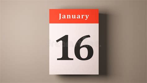 January 16th New Year Shot Showing Year Calendar Stock Illustration