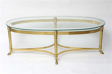 Oval Brass Coffee Table With Mirrored Rim Glass Top At 1stDibs Brass