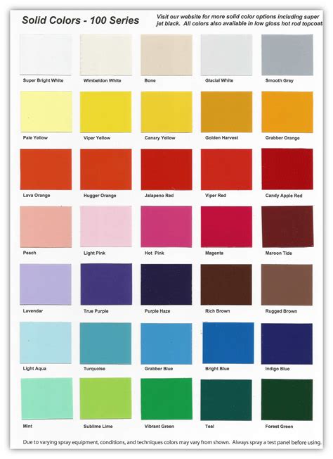 Automotive paint charts and color codes by year. 100 Series Solid Color Chart - Buy Custom Paint For Your ...
