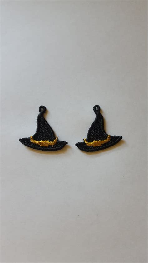 Witch Hat Earrings Fsl Embroidery Design Earrings Ith Jewelry In