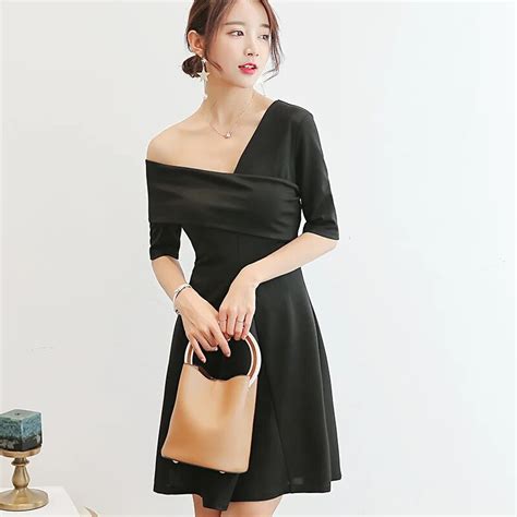 korean summer dress women clothing clothes bodycon dress show thin short sleeve patchwork black