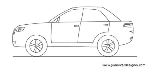 The new lines in each step are shown in red, and each step is explained in the text below the photo, so. Car Drawing Tutorial: 4 Door Car Side View | Car drawings ...
