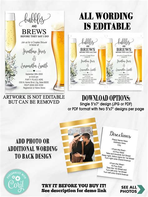 Bubbles And Brews Before They Say I Do Couples Shower Etsy