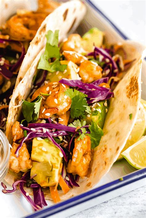 Shrimp Tacos With Asian Cabbage Slaw Easy Weeknight Recipes