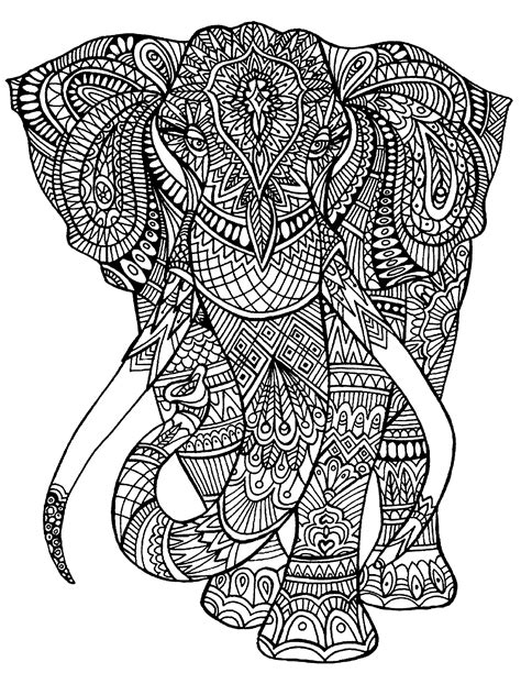 Pada kesempatan kali ini kita akan berbicara tentang contoh gajah. Gajah dalam Ornament, Gambar Mewarnai untuk Dewasa - murid 17