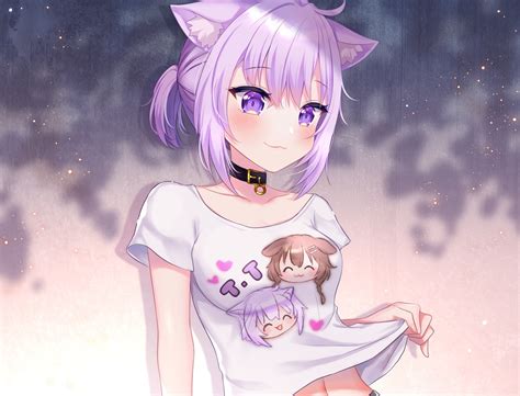 Animal Ears Blush Catgirl Cat Smile Collar Cropped Hololive Naomi
