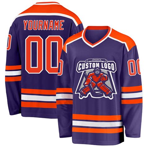 Custom Purple Orange White Hockey Nhl Jersey