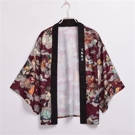 Japanese Kimono Yukata Men Cardgain Women Short Outwear Coat Hyakki