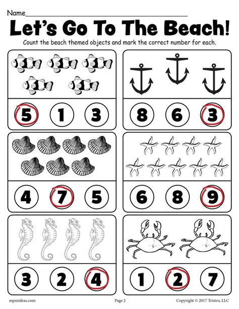 Comparing Numbers Worksheets Beach