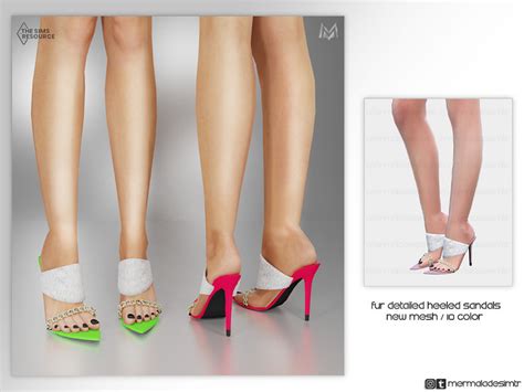 The Sims Resource Fur Detailed Heel Sandal S01