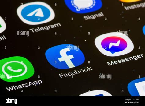 Facebook Messenger Whatsapp App Displayed Together On A Smartphone
