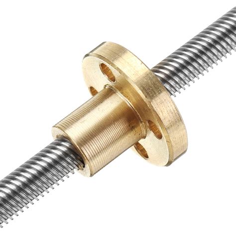 100mm T6 Lead Screw 6mm Thread 1mm Pitch Lead Screw With Flange Copper