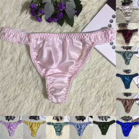 Sexy Women Silk Satin Briefs G String Panties Bikinis Thongs Underwear