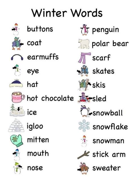 Winter Words Clase De Inglés Vocabulario En Ingles Como Aprender