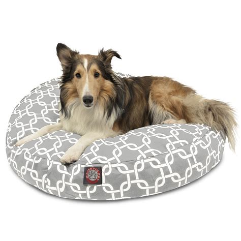 Majestic Pet Links Round Dog Bed Treated Polyester Removable Cover Gray