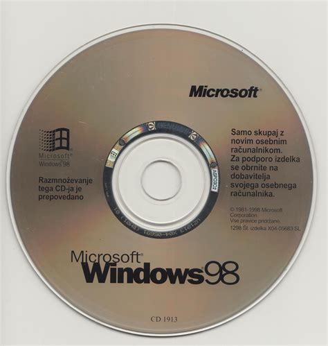 Microsoft Windows 98 First Edition Slovenian Microsoft Free