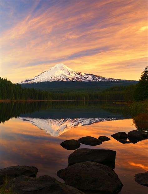 Sunset At Trillium Lake Mt Hood Nf Or This Picture Was Flickr