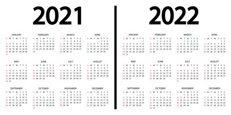 Calendario 2021 2022 La Semana Comienza El Domingo Plantilla De