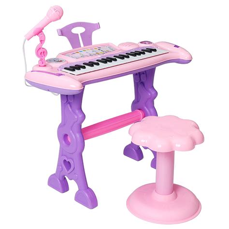 37 Key Electronic Keyboard Kids Educational Toy Piano Stool Microphone