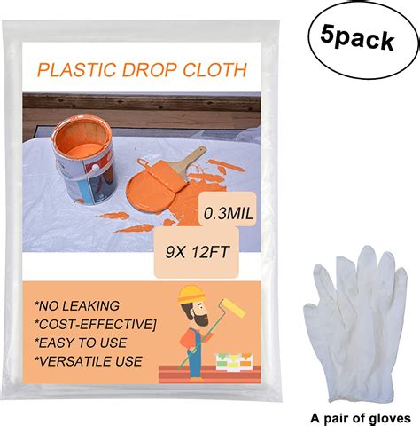 5 Painter Plastic Drop Cloths Sheet 9x12ft27m37m Plastic Sheet